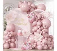 Boho Pink Balloons Arch Cavern Pink Balloons Garland Retro Dusty Blush Rose Balloon Different Sizes Helium Latex Balloon Girls Birthday Party Decoration Wedding Bridal Baby Shower Bachelorette