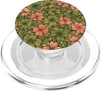 Boho Pink Leaves Irish Shamrock Lucky Four Leaf Clover Green PopSockets PopGrip for MagSafe