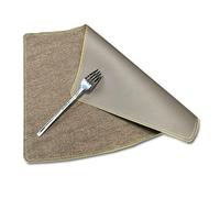 Boho Placemats for Table Set of 6, Table Mats 20x15 Inch Sector Double-Sided Bicolor Leather Coffee Khaki