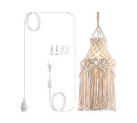 Boho Plug in Pendant Light Macrame Lamp Shade with Light Bulb Hanging Lamp with Plug in Cord,On/Off Switch,Bohemian Hanging Light Fixtures That Plug Into Wall Outlet for Bedroom Decor Living Room