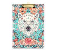 Boho Polar Bear Pocket clipboard Standard Hole for First Year Teacher Must Haves Size 9 x 12 Gold