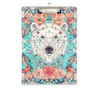 Boho Polar Bear Pocket clipboard Standard Hole for First Year Teacher Must Haves Size 9 x 12 Silver