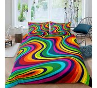 Boho Psychedelic Bedding Set for Kids Girls Woman Colorful Fluid Duvet Cover Bohemian Gypsy Comforter Cover Abstract Art Bedspread Cover,Room Decor 3Pcs Bedding Double Size