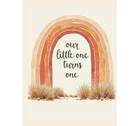 Boho Rainbow 1st Birthday Hardcover Guest Book: Bohemian Rainbow - Themed Neutral Pastel First Birthday Keepsake with Sign-In Pages, Memory Notes & Gift Log for Girls or Boys