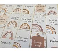 Boho Rainbow Adoption Milestone Cards, Journey Documentation Set with Customisable Text Options for Single and Same Sex Adopters