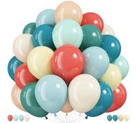 Boho Rainbow Balloons, 12 Inch Retro Colorful Balloons Dusty Blue Sage Green Orange Yellow Mixed Colored Balloons for Boho Onederful Birthday Here Comes the Son Baby Shower Party Decorations