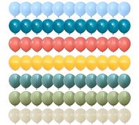Boho Rainbow Balloons, 60 Pcs 12 Inch Peacock Light Macaron Blue and Retro Orange Yellow Latex Balloon with Avocado Green and Ivory White Balloons for Boho Birthday Baby Shower Summer Party Decor
