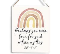 Boho Rainbow Christian Wall Art Perhaps You Were Born For Such A Time As This Religious Gifts Bible Verse Wall Art Home Office Bedroom Living Room Decor 12x16 Inch Metal Tin Sign