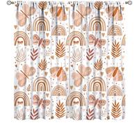 Boho Rainbow Curtains,Cartoon Cute Butterfly Leaves Print Home Decor Drapes for Bedroom Living Room Nursery Window Treatment 2 Panels Set Total Size 52" W X 84" L Inch