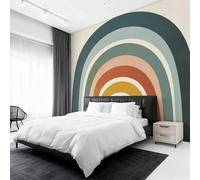 Boho Rainbow Wallpaper for Living Room, Abstract Geometric Wall Mural for Bedroom 350x256 cm, Non-Woven Photo Wallpaper, Home Decor D&O100