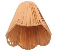 Boho Rattan Clip on Lamp Shade Scalloped Handwoven Design for Bedrooms | Space-saving Bedside Accessory, Gentle Illumination, Sturdy Easy-Clean Texture, Suitable for Apartments, Farmhouse Interiors