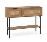 Boho Rattan Entryway Console Table
