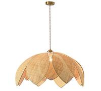 Boho Rattan Pendant Fixture Farmhouse Light Handwoven Hanging Lamp for Bedroom Living Dining Room Chandelier
