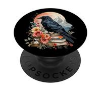Boho Raven and Roses Gothic Fall Floral Crow Mountain Scene PopSockets Adhesive PopGrip