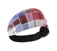 Boho Red and Blue Irregular Stripes Moisture Wicking sweat headbands for women Stretchy sweat band for tennis basketball make up vinchas para el cabello de mujer