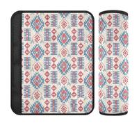 Boho Red and Blue Vintage Texture 2 Pack seat Belt Shoulder Pads More Comfort Driving for Truck forro para cinturon de seguridad