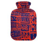 Boho Red and Blue Vintage Texture hot Water Bottle with Soft Cover, 2L hot Compress Bag for Sore Muscle, Sore Muscle
