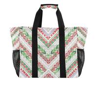 Boho Red and Green Irregular Texture Utility Tote Bag Collapsable With Pockets Canvas Tote Bag For Beach, Boho Red and green irregular texture, One Size, Fashion