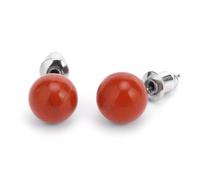 Boho Red Jasper Stud Earrings - Vintage Round Ball Quartz Red Earrings,Natural Red Jasper Geometric Simple Fashion Earrings Jewelry For Women And Girls Gifts,Red