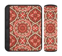 Boho Red Vintage Flowers 2 pcs Shoulder Strap Cushion Release Stress to Your Neck and Shoulders for Backpack forro para cinturon de seguridad
