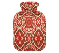 Boho Red Vintage Flowers Cute hot Water Bottle with Soft Cover, 1L hot Compress Bag for Pain Relief, Pain Relief