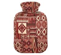 Boho Reddish Brown Vintage Texture Cute hot Water Bottle with Soft Cover, 1L hotwater Bag for Menstrual Cramps, Menstrual Cramps