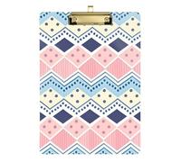 Boho Retro Blue and White Stripes A4 File Folder clipboard Letter Size Plastic for Teacher Must Haves for Classroom Elementary Gold 9 x 12 in