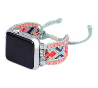 Boho Retro Braided Nylon Friendship Bracelet Compatible with Apple Watch Band 40mm 41mm 38mm Handmade Woven Bracelet Western Beads for iWatch Series 9/8/SE, Orange Grapefruit, 42/44/45/49mm, Bohemian