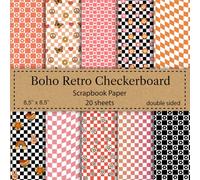 Boho Retro Checkerboard Scrapbook Paper: Craft Paper Pad | 20 Patterned Sheets 8.5 x 8.5 Inch Double Sided | Perfect for Card Making Party Decorations ... Stationery Making Crafts & DIY Projects