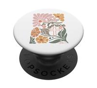 Boho Retro Christian Grow In Grace Christian Bible Men Women PopSockets Adhesive PopGrip