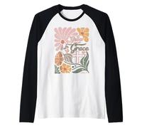 Boho Retro Christian Grow In Grace Christian Bible Men Women Raglan Baseball Tee