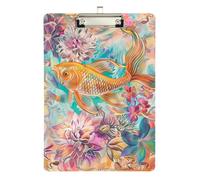 Boho Retro Gold Fish Padded clipboard Waterproof for Softball Coaches clipboard Teacher Size 9 x 12 Silver