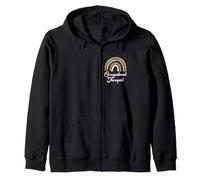 Boho Retro Vintage Rainbow Occupational Therapist Therapy Zip Hoodie