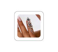 Boho Rose Flower Finger Ring Gold Floral Fingertip Vintage Petal Wrap Open Flower Adjustable Stacking Jewelry for Women