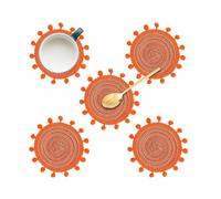 Boho Round Coasters Set, Soft Cotton Coasters, 14cm, Mats, Woven Table, Distinctive Home Style, For Home Decor Bedroom Kitchen Office Farmhouse Bar Christmas Housewarming