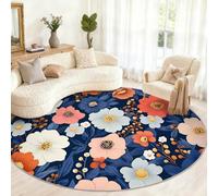 Boho Round Rug 90cm, Boho Floral Round Rug, Small Washable Circle Rugs for Kids Room Game Room Coffee Table Home Decor