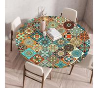 Boho Round Tablecloth Outdoor Garden Tablecloth with Elastic Band