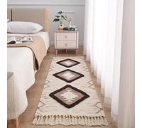 Boho Runner Rug 2'x5', Washable Hallway Rug Runner Non Slip Rubber Backed, Kitchen Farmhouse Area Rug Floor Mat with Tassels, Tufted Woven Cotton Entryway Carpet, Brown