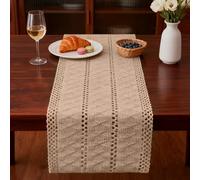 Boho Rustic Christmas Hessian Table Runner 72 Inch - Burlap Jute Bamboo Farmhouse Decor Coffee/Dining/Kitchen Table Runner Fall Winter Table Cover for Centerpiece