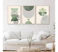 Boho Sage Green Leaves Lines Geometric Posters And Prints Minimalist Abstract Wall Art Canvas Painting Modern Living Room Decor 60X80Cmx3Pcs Unframed