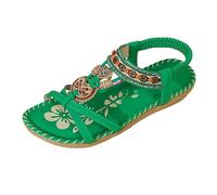 Boho Sandals Dressy Summer Flat for Women Spring Flower Wedding Beach Comfortable Trendy Flip Flops Summer 2026 Casual Rhinestone Sexy Cutout Y2K Ladies Flat Sandals Cute Western