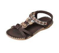Boho Sandals Dressy Summer Flat for Women Spring Flower Wedding Beach Comfortable Trendy Flip Flops Summer 2026 Casual Rhinestone Sexy Cutout Y2K Ladies Flat Sandals Cute Western
