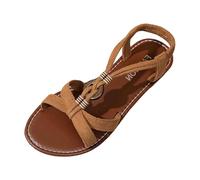 Boho Sandals for Women Flat Beach Fashion with Casual Comfortable Daily Shoes for Leisure Open Toe with Heel Free Design, brown, 10 UK