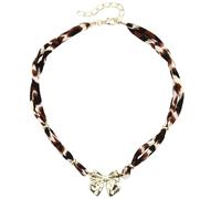 Boho Scarf Necklace with Charm for Women, Bow pendant，Leopard Bandana Necklace, This is A Special and Fashionable Gift for Yourself and Your Friends