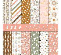 Boho Scrapbook Paper, 11.8x11.8 Double-Sided Cardstock, 24 Sheets/12 Designs Rainbow Pattern Packs for Card Making, DIY Photo Album Decor Background Journal Supplies