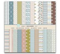 Boho Scrapbooking Sheets 12x12 Inch - 24 Double-Sided Decorative Paper Pad, Colorful Craft Supplies for Photo Albums, DIY Cards & Junk Journals