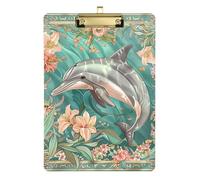 Boho Sea Dolphin Speech Pathology clipboard Standard Hole for Classroom Supplies for Teachers Elementary Size 9 x 12 Gold