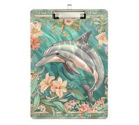 Boho Sea Dolphin Speech Pathology clipboard Standard Hole for Classroom Supplies for Teachers Elementary Size 9 x 12 Silver