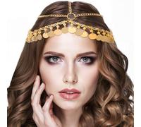 Boho Sequin Head Chain, Festival Prom Costume Hair Accessories, Gold Headpiece Hair Chains, Fashion Headbands for Women And Girls