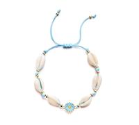 Boho Shell Bracelet for Women Adjustable Natural Cowrie Shell Bracelet Dainty Colour Daisy Flower Bracelet Handmade White Seashell Bracelet Summer Beach Jewelry for Women, 7inch, Nickel, no gemstone